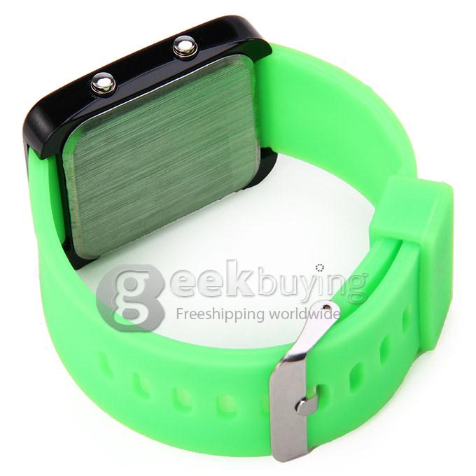 Color Band 29 Blue and Red LED Sector Pattern LED PU Strap Wrist Watch for Woman - Green