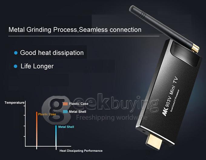 MK903V RK3288 Quad Core 1.8GHz Android 4.4 Mini TV Box Dongle Stick HDMI HDD Player 2G/16G 2.4G/5G WIFI Bluetooth 4.0 - Black