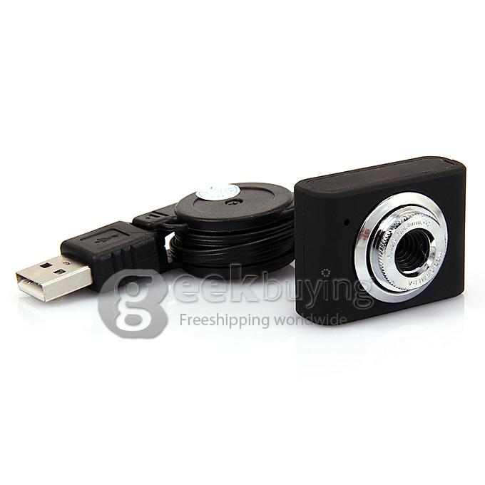 Compact Flexible Cable Driveless 0.3MP USB PC Webcam - Black