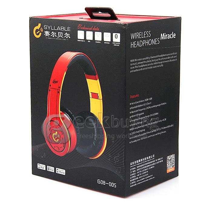 [Spain Stock] Syllable G08 Folding Design Wireless BT V2.1 Stereo Headphones with Mic Red + yellow