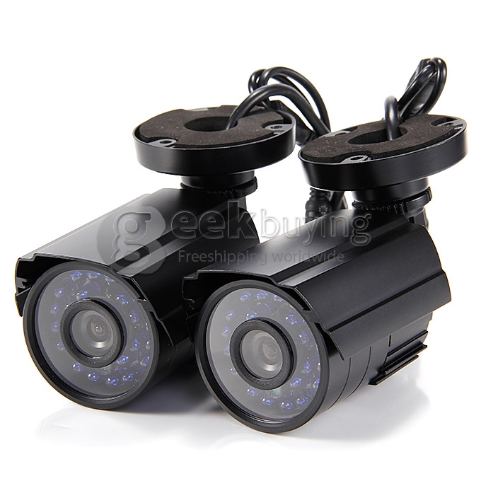 H.264 1/4' Color CMOS Weatherproof Surveillance DVR Kit with 24 LEDs 480TV Lines 3.6mm Lens 4CH CCTV Camera System
