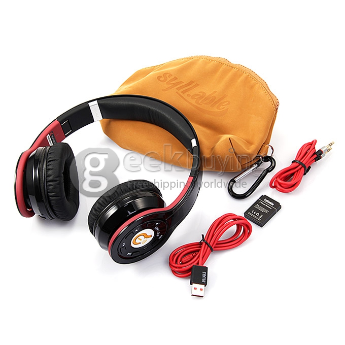 [HK Stock] Syllable G08 Folding Design Wireless Bluetooth V2.1 Stereo Headphones with Mic Black
