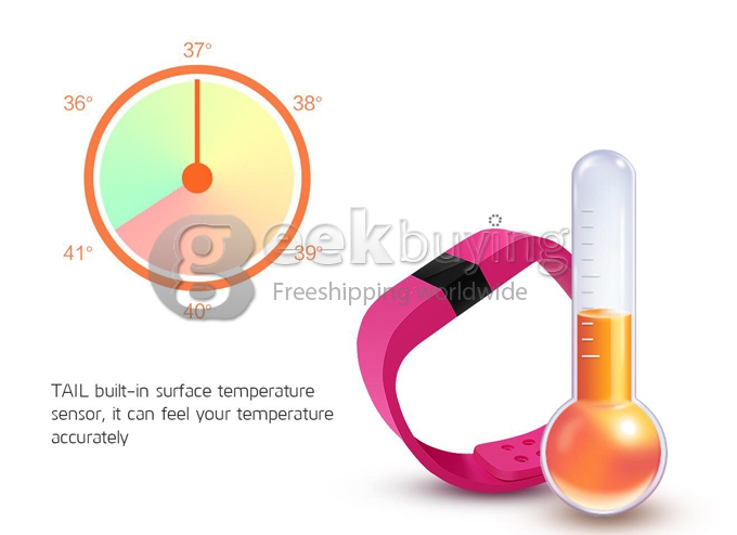 Digicare ERI Bluetooth 4.0 Smart Bracelet Wristband IP67 Heart Rate Monitor Smartband Thermometer Fitness Tracker - Green