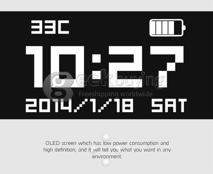 Digicare ERI Bluetooth 4.0 Smart Bracelet Wristband IP67 Heart Rate Monitor Smartband Thermometer Fitness Tracker - White