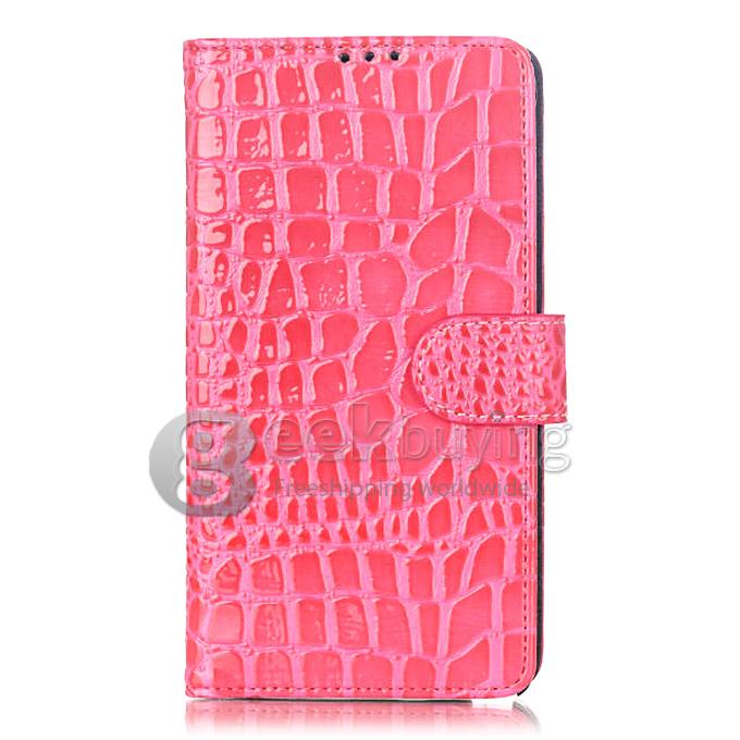 New Luxury Crocodile Pattern PU Wallet Stand Leather Case for Samsung Galaxy Note 4 - Rose