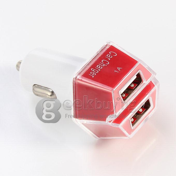 ES-02 Universal 3.1A Dual USB Port Car Charger Adapter 2.1A/1A For iPhone 6 Plug Samsung Galaxy Cellphone Table - Red