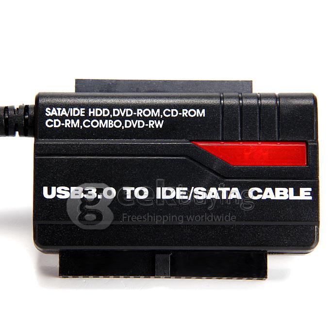 UK Plug USB3.0 / 2.0 to SATA IDE HDD Converter Adapter Cable with OTB for 2.5