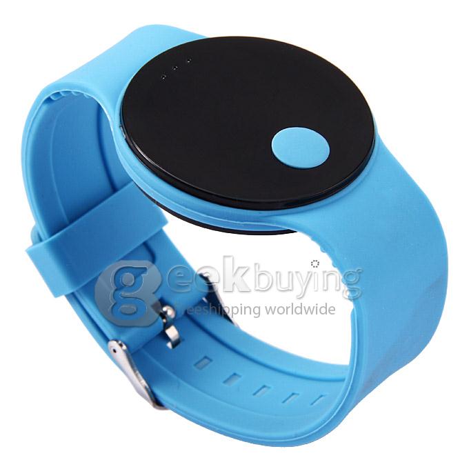 Unisex Rubber Band LED Digital Wrist Watch Timepiece with Touch Button - Shallow Blue 