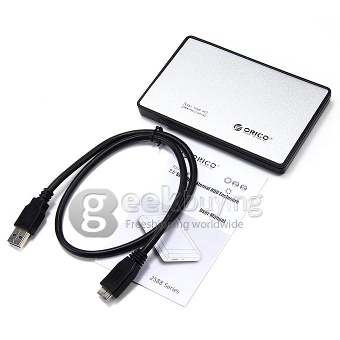 ORICO 2588US3 Ultrathin 2.5 Inch Mobile SATA HDD Hard Drive External Enclosure Box USB 3.0 for PC Notebook - Silver