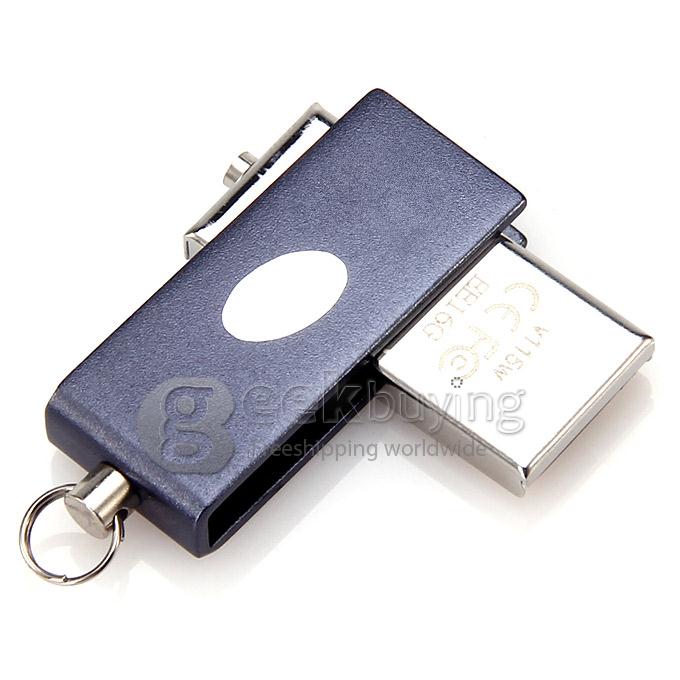 HP V115W Rotatable Design 16GB USB 2.0 High Speed Flash Drive U Disk Memory Stick USB Drive with Keychain - Dark Grey