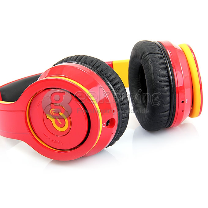 [HK Stock] Syllable G08 Folding Design Wireless Bluetooth V2.1 Stereo Headphones with Mic Red + Yellow