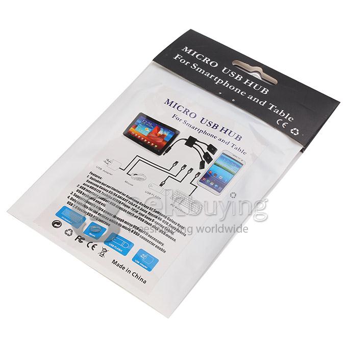 [HK Stock] 3(1*Micro USB,2*USB 2.0) in 1 Micro USB OTG Hub Host Adapter Cable for Samsung/Xiaomi/Tablets/Smartphones
