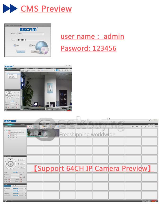 ESCAM QD530 HD 720P P2P ET Type Dome IP Camera ONIVF Smart Phone View 2 Array IR Nightvision
