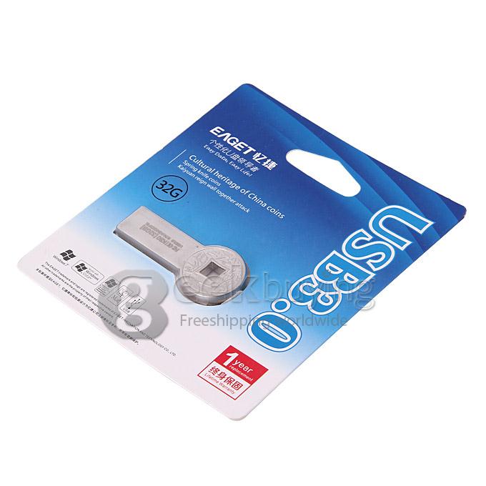 Eaget K80 Ancient Coins Shape 32GB USB 3.0 Super Speed USB Flash Drive U Disk USB Memory Stick USB Pen Drive - Silver