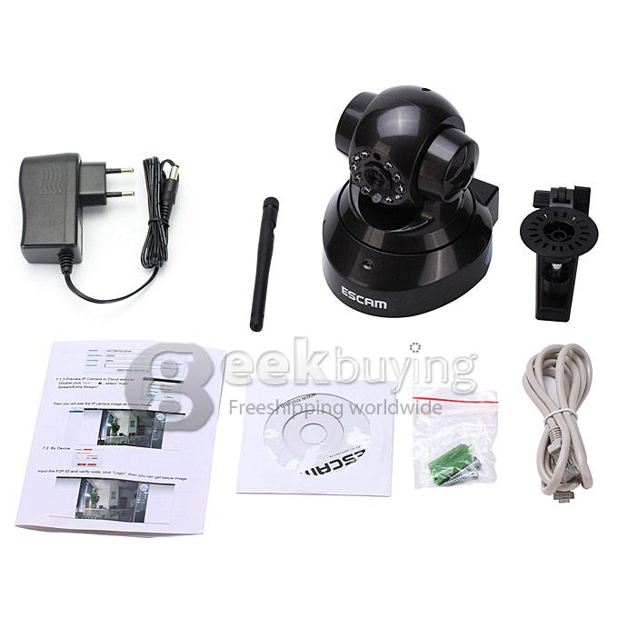 ESCAM Black Pearl QF100 1/4 Inch CMOS 720P P2P IP Dome Camera IR Nightvision ONVIF iOS / Android View