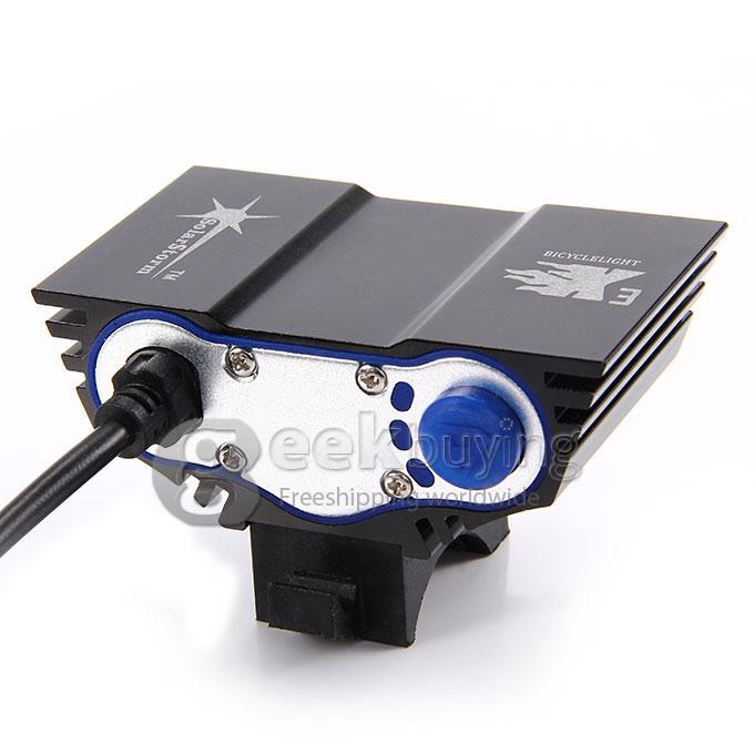 [UK Stock] UK Plug CREE XM-L U2 Bicycle Lamp RoadRunner 3000 Lumens Front Bike Light with Rechargeable Battery Pack - Black