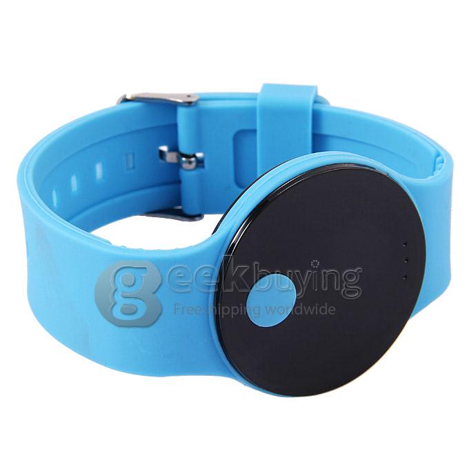 Unisex Rubber Band LED Digital Wrist Watch Timepiece with Touch Button - Shallow Blue 