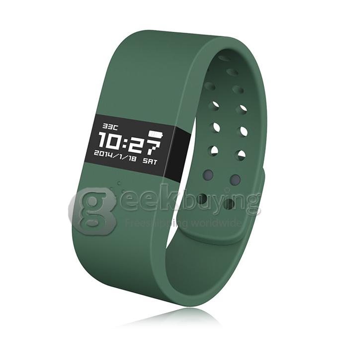 Digicare ERI Bluetooth 4.0 Smart Bracelet Wristband IP67 Heart Rate Monitor Smartband Thermometer Fitness Tracker - Dark Green