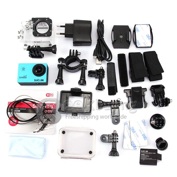 [US Stock]US PLUGOriginal SJ4000 WiFi Action Camera Novatek 12MP 1080P H.264 1.5 Inch 170 Degrees Wide Angle Lens Waterproof Diving HD Camcorder Car DVR support AV out - Blue
