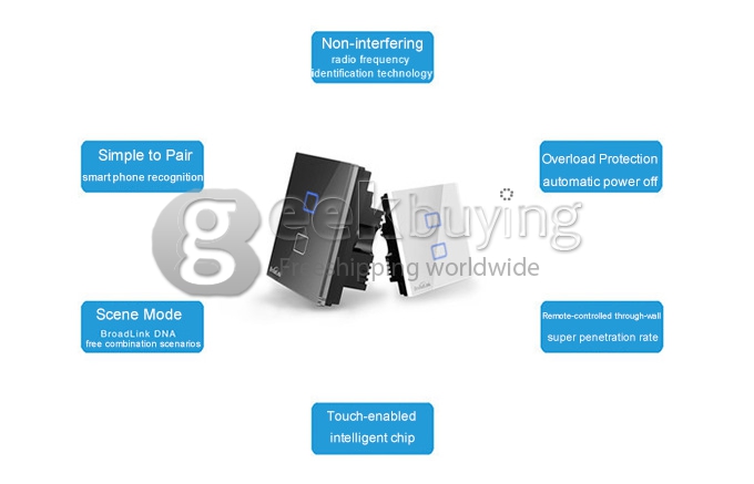 Broadlink TC1 Remote Control Switch Wireless Walls Single Biswitch with Touch Button AC170-250V