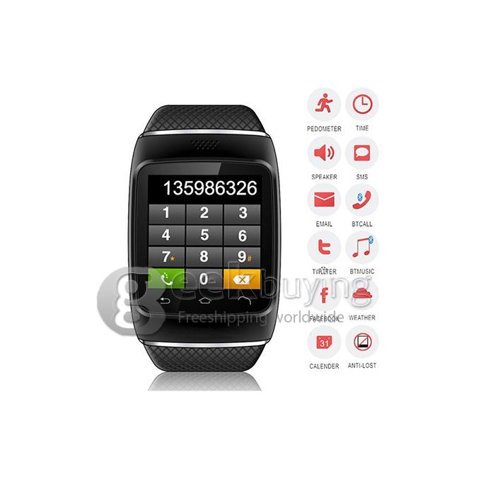 Q2 Smart Bluetooth 1.54 Inch Touch Screen Watch Support SYNC Anti Lost Mic FM Pedometer Music Play - Black