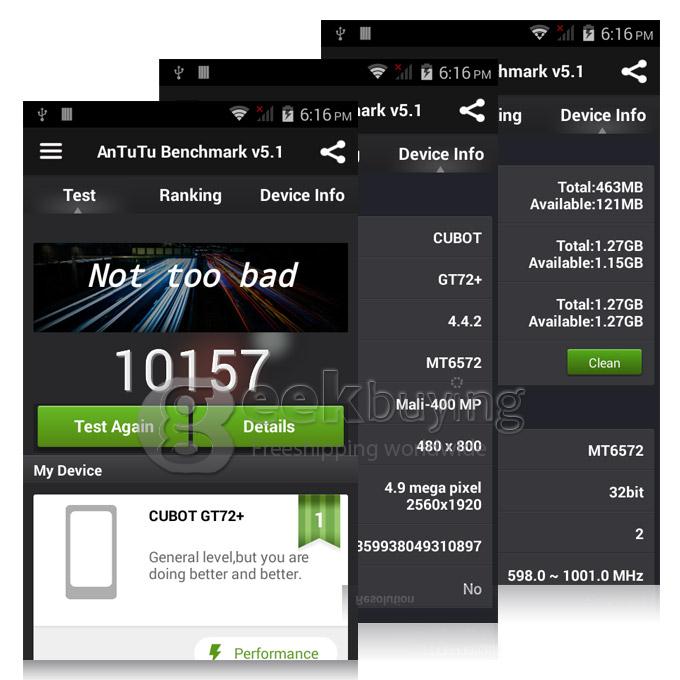 Cubot GT72+ WVGA MTK6572 Dual Core 1.2GHz Smartphone 4.0 Inch 2.0MP Android 4.4 OS GPS 3G - White