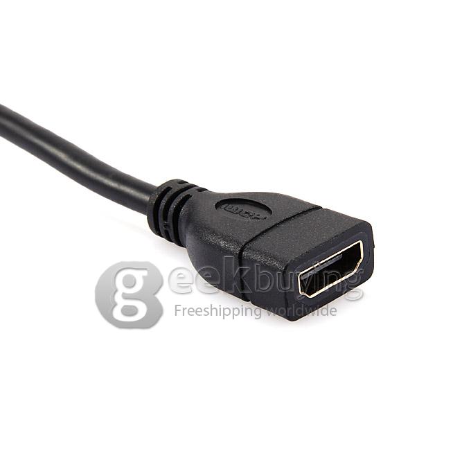 90 Degrees HDMI Male to HDMI Female Adapter Converter Connector Cable 15cm - Black