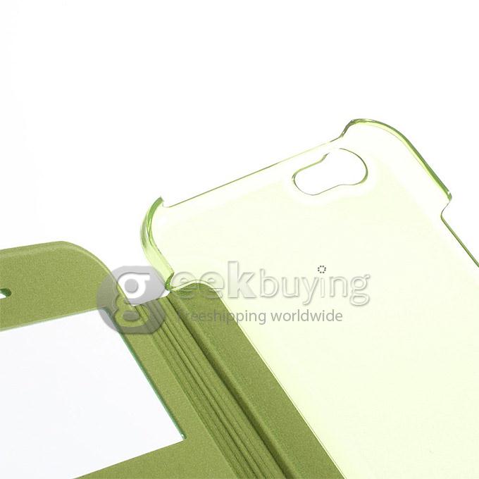 Brand View Window Front PU + Back PC Folio Leather Cover for iPhone 6 4.7 inch - Green
