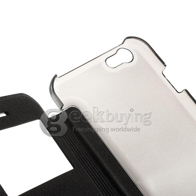 Brand View Window Front PU + Back PC Folio Leather Cover for iPhone 6 4.7 inch - Black