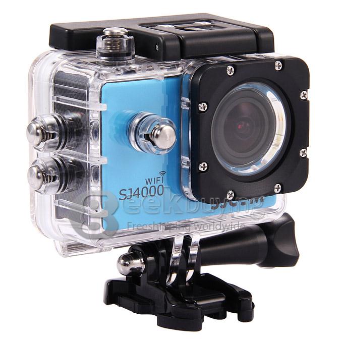 [US Stock]US PLUGOriginal SJ4000 WiFi Action Camera Novatek 12MP 1080P H.264 1.5 Inch 170 Degrees Wide Angle Lens Waterproof Diving HD Camcorder Car DVR support AV out - Blue