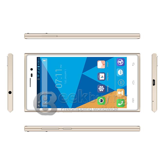DOOGEE TURBO2 DG900 FHD 5.0Inch MTK6592 Octa Core 1.7GHz Smartphone Android 4.4 OS 2GB RAM 18.0MP Gorilla Glass 3-White with Golden Frame