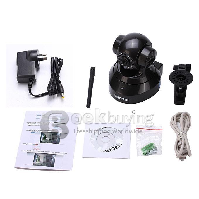 ESCAM Black Pearl QF100 1/4 Inch CMOS 720P P2P IP Dome Camera IR Nightvision ONVIF iOS / Android View