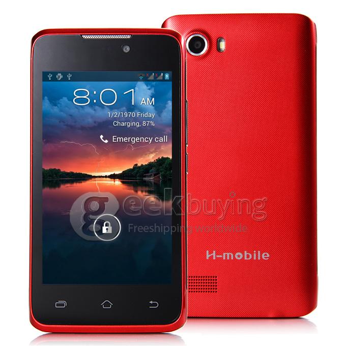 H-mobile F2 MTK6572 Dual Core 1.0GHz 4.0 Inch Smartphone 2.0MP Android 4.2 OS Bluetooth WIFI - Red