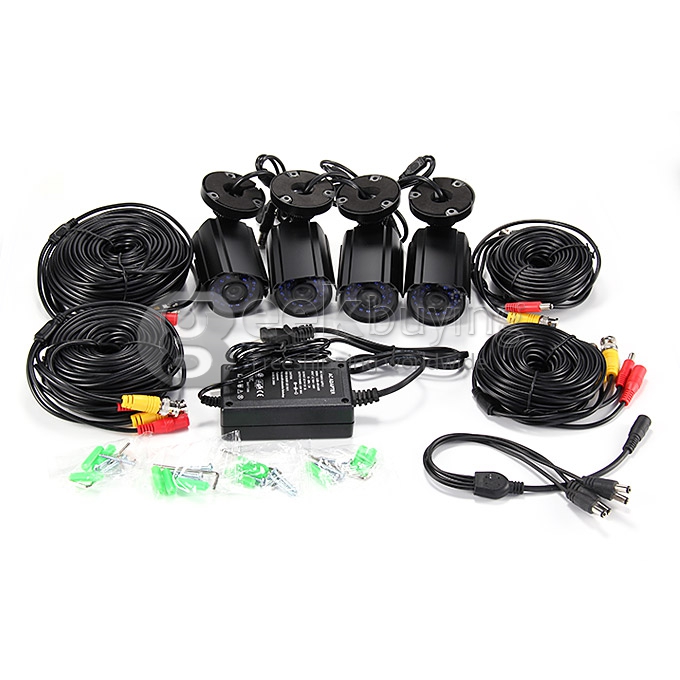 H.264 1/4' Color CMOS Weatherproof Surveillance DVR Kit with 24 LEDs 480TV Lines 3.6mm Lens 4CH CCTV Camera System