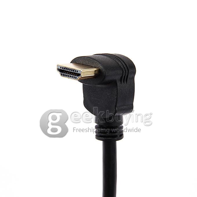 90 Degrees HDMI Male to HDMI Female Adapter Converter Connector Cable 15cm - Black