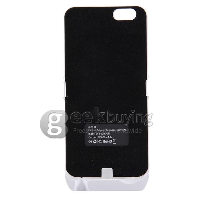 4000mAh High Quality Protable Ultrathin Backup Case Mobile Phone Powerbank Clip Battery for iPhone 6 - White