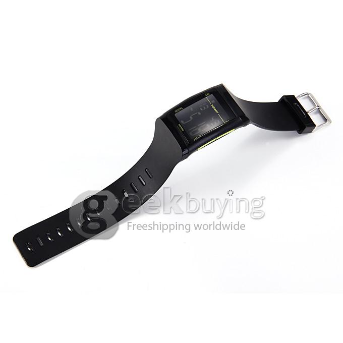 POPART POP-766 Popart 766 Rectangle Dial Digital Display Time Green LED Wrist Watch - Black