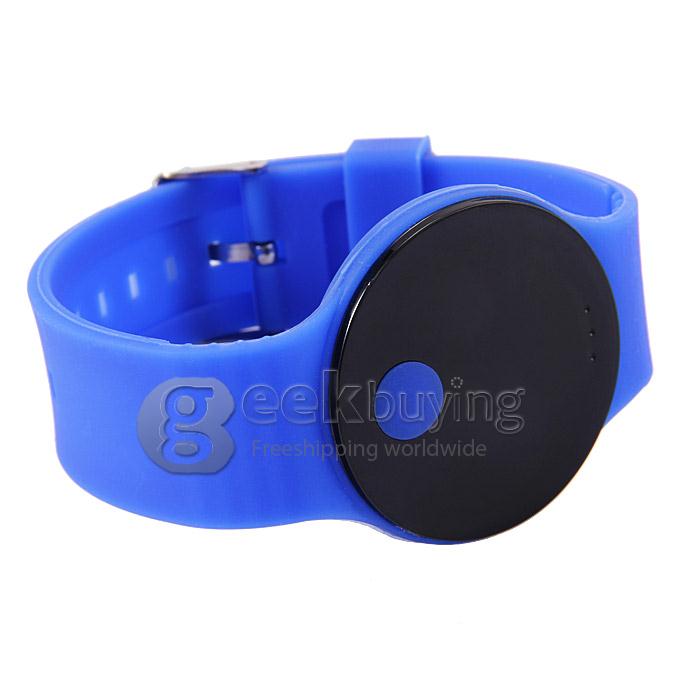 Unisex Rubber Band LED Digital Wrist Watch Timepiece with Touch Button - Blue
