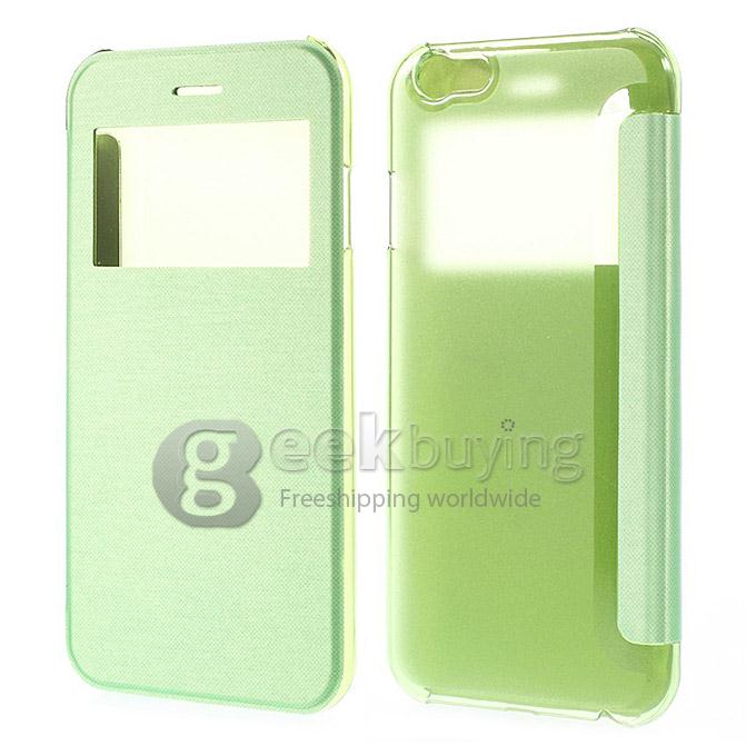 Brand View Window Front PU + Back PC Folio Leather Cover for iPhone 6 4.7 inch - Green