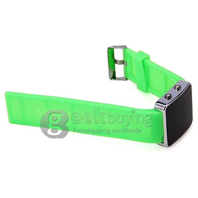 Silicone Band Red LED Digital Alloy Unisex Jelly Sport Style Wrist Watch - Green