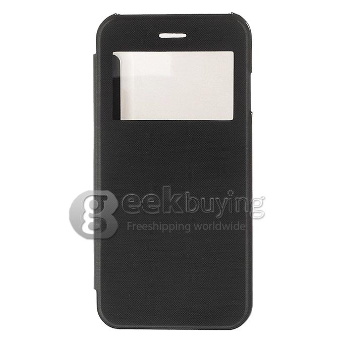 Brand View Window Front PU + Back PC Folio Leather Cover for iPhone 6 4.7 inch - Black