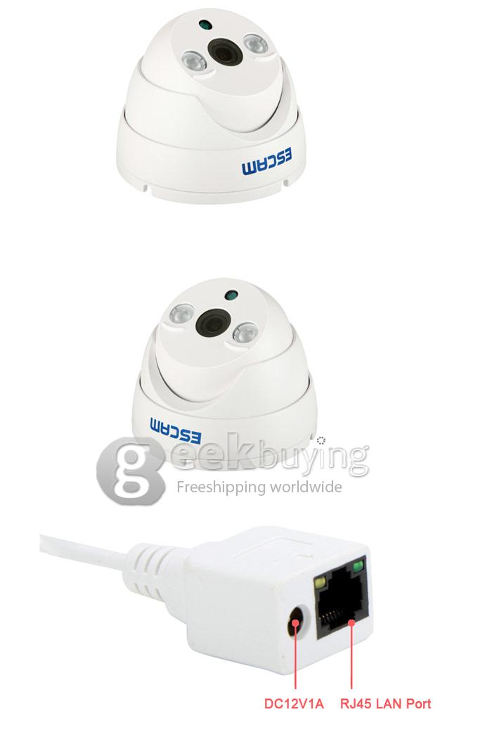 ESCAM QD530 HD 720P P2P ET Type Dome IP Camera ONIVF Smart Phone View 2 Array IR Nightvision