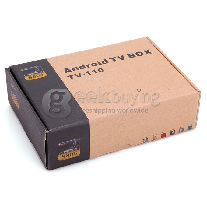 TV110 Amlogic S805 Quad Core 1.5GHz Android 4.4 Mini TV Box HDMI HDD Player 1G/8G H.264/H.265 Hardware Decoder Bluetooth DLNA - Black