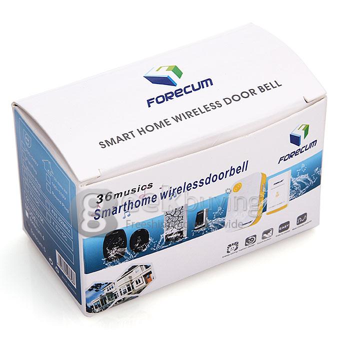 Forecum Smart Home Wireless Doorbell 36 Music Chimes 100 Meter Transmission Range Weatherproof 3*AAA (not included)