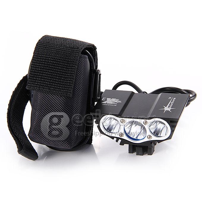 [UK Stock] UK Plug CREE XM-L U2 Bicycle Lamp RoadRunner 3000 Lumens Front Bike Light with Rechargeable Battery Pack - Black