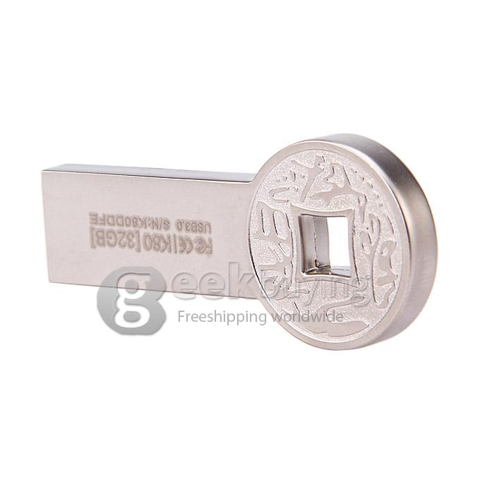 Eaget K80 Ancient Coins Shape 32GB USB 3.0 Super Speed USB Flash Drive U Disk USB Memory Stick USB Pen Drive - Silver