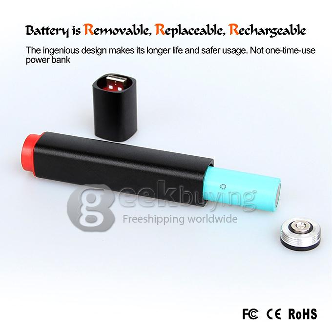 CIGAR C3 The First Aluminum Power Bank Torch with Cree LED Glare Lighting & Replaceable Battery - Black
