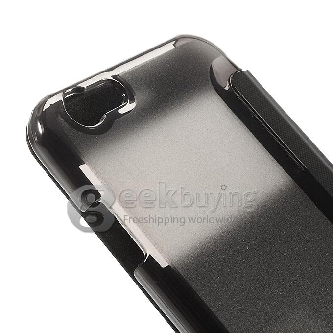 Brand View Window Front PU + Back PC Folio Leather Cover for iPhone 6 4.7 inch - Black