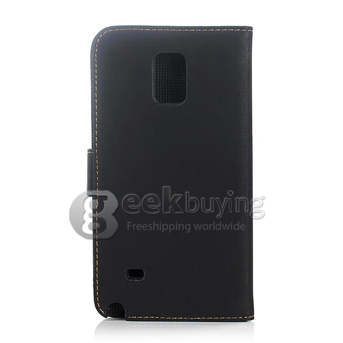 New Genuine Retro Card Leather Protective Case Cover for Samsung Galaxy Note 4 - Black