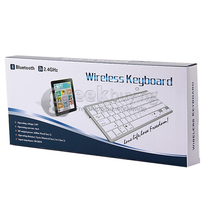 12 Inch Aluminum Bluetooth Wireless Mini Slim Keyboard For Android Tablet PC White